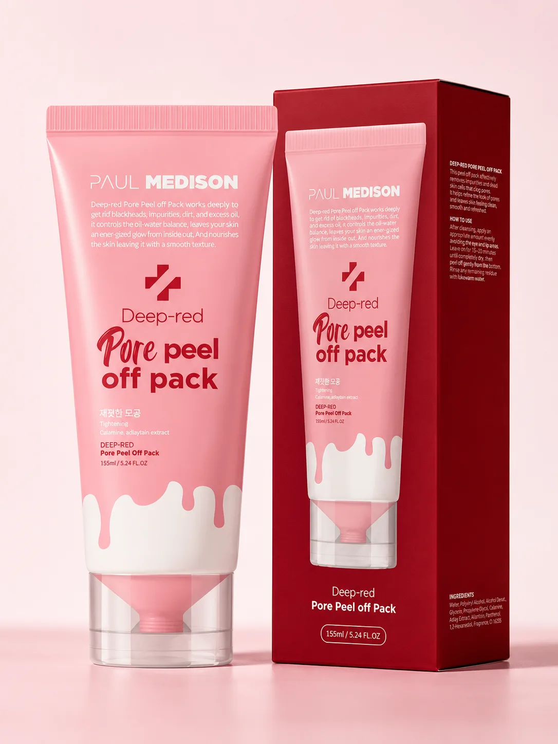 Deep Red Pore Peel-Off Mask for Sebum & Blackheads,155ml