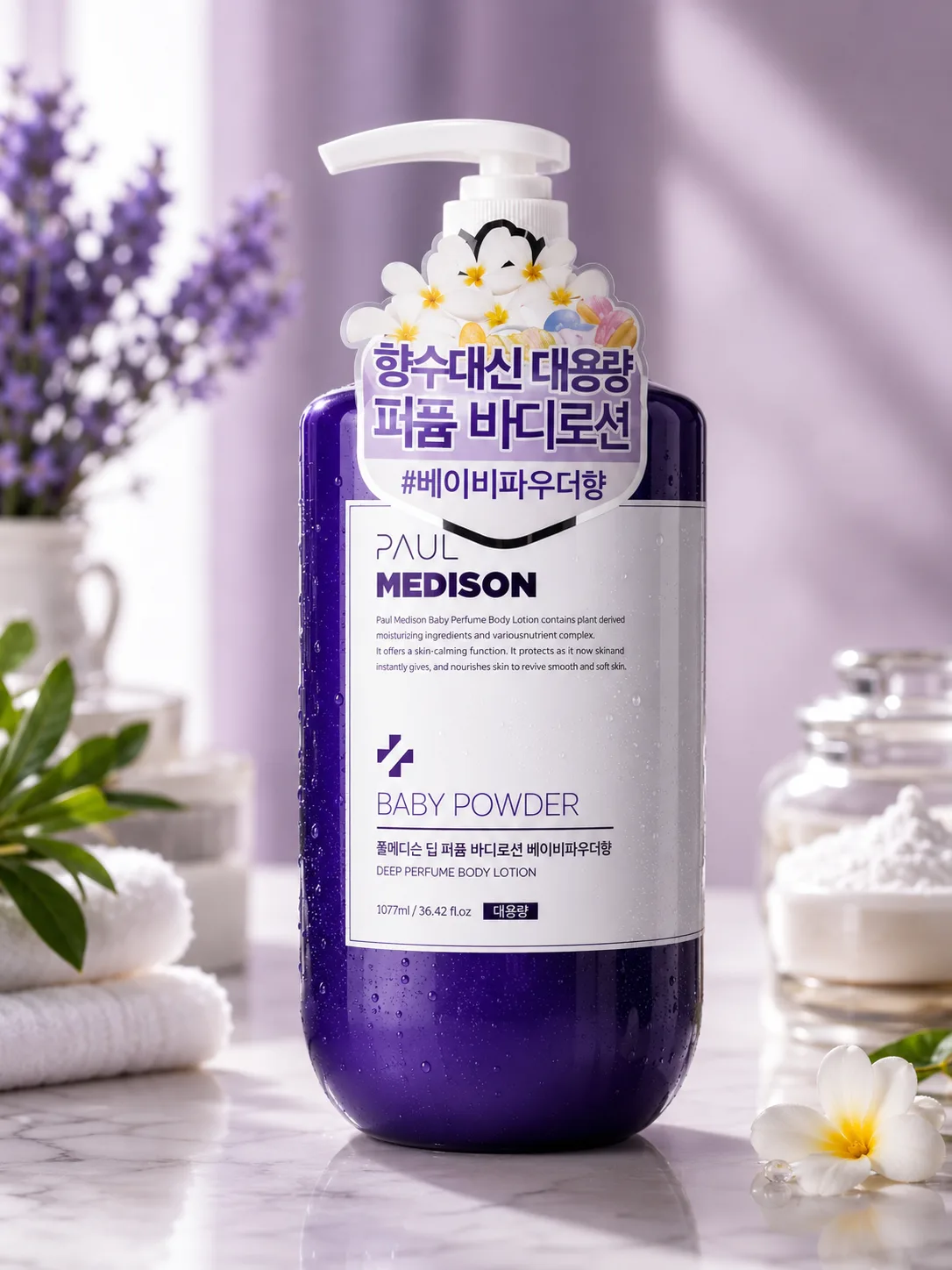 Rich Perfume Body Lotion Baby Powder, 1077ml